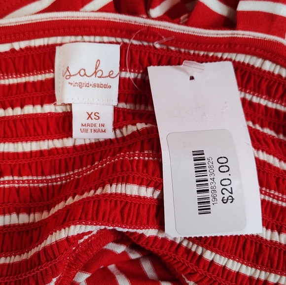 Isabel Maternity Tie Strap Tank Top Red Striped - Picture 9 of 9